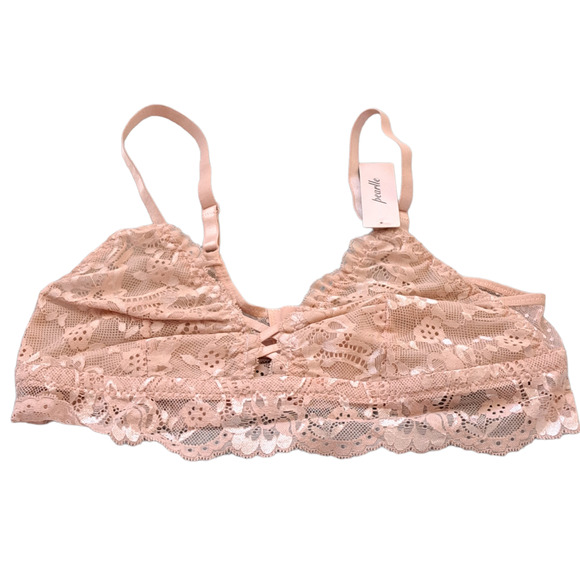 NWT Pearlle Beige Solid Lace Underwire Bralette  Size Medium - Picture 2 of 7